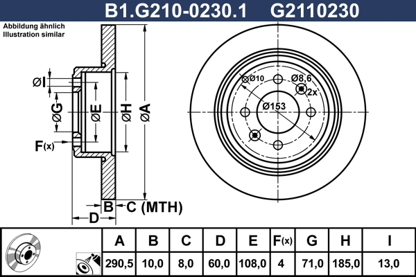 Disque de frein GALFER B1.G210-0230.1