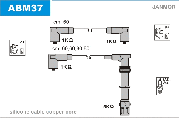 Kit de câbles d'allumage JANMOR ABM37