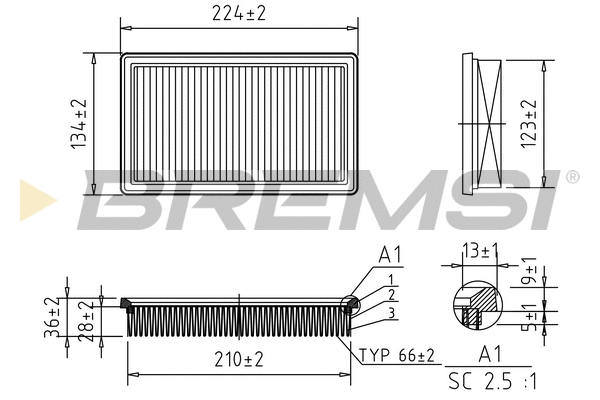 Filtre à air BREMSI FA1023