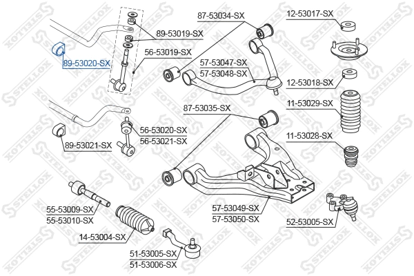 Suspension, stabilisateur STELLOX 89-53020-SX