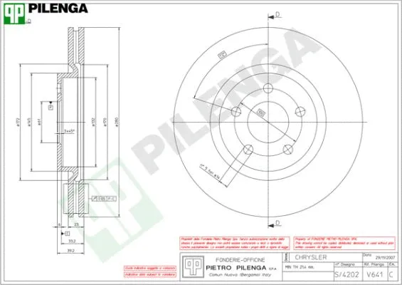 Disque de frein PILENGA V641