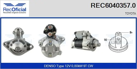 Démarreur RECOFICIAL REC6040357.0