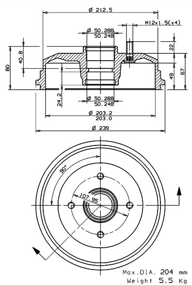 Tambour de frein VILLAR 627.0240