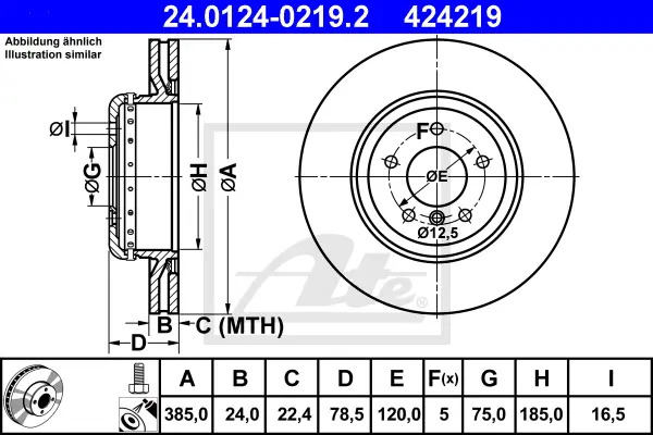 Disque de frein ATE-APAC 24.0124-0219.2