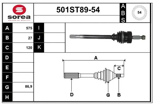 Arbre de transmission STARTCAR 501ST89-54