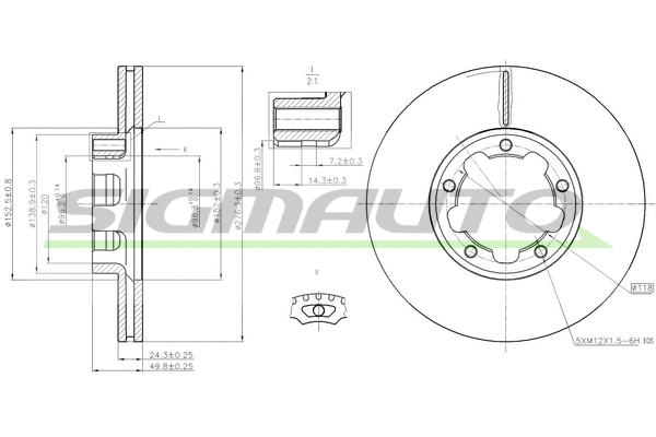 Disque de frein SIGMAUTO DB0261V