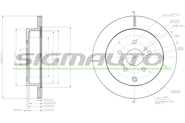 Disque de frein SIGMAUTO DBC072V