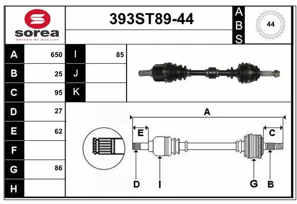 Arbre de transmission STARTCAR 393ST89-44