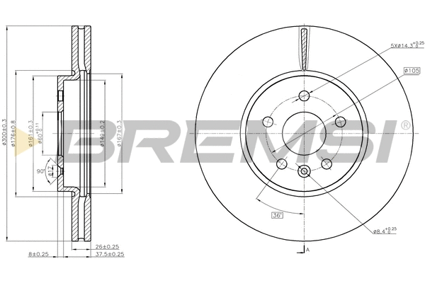 Disque de frein BREMSI CD8385V
