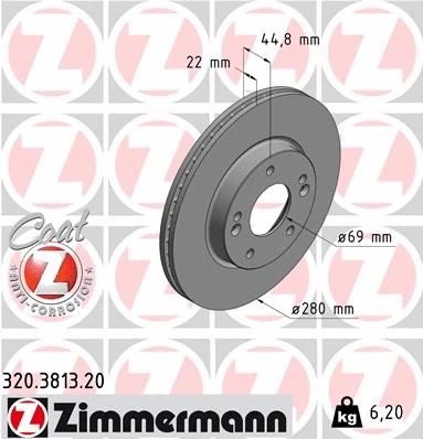 Disque de frein ZIMMERMANN 320.3813.20