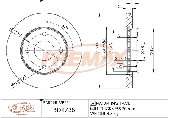 Disque de frein FREMAX BD-4738
