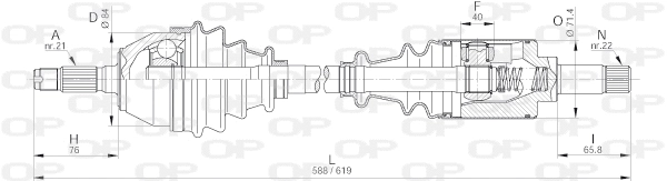 Arbre de transmission OPEN PARTS DRS6198.00