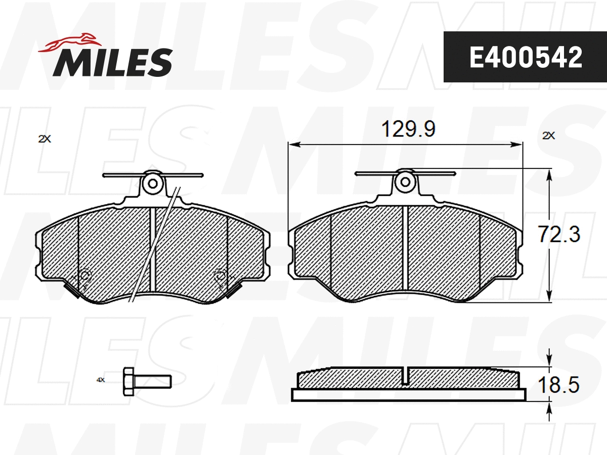 Kit de plaquettes de frein, frein à disque MILES E400542