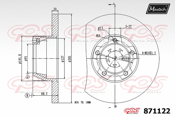 Disque de frein MAXTECH 871122