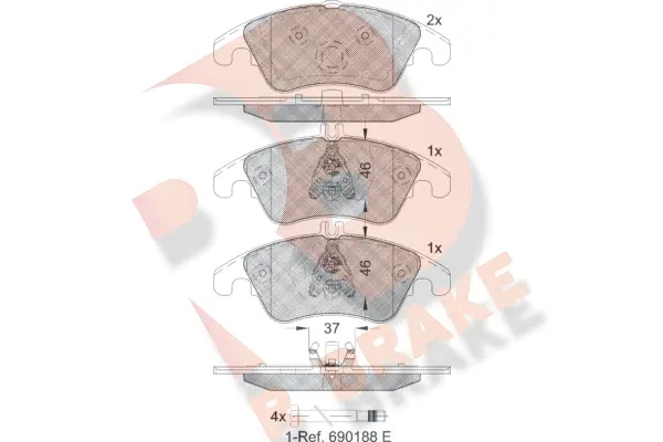 Kit de plaquettes de frein, frein à disque R BRAKE RB1865