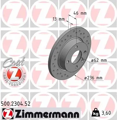 Disque de frein ZIMMERMANN 500.2304.52
