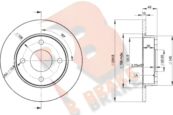 Disque de frein R BRAKE 78RBD21063