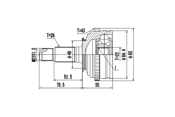 Jeu de joints, arbre de transmission DYNAMATRIX DCV851003