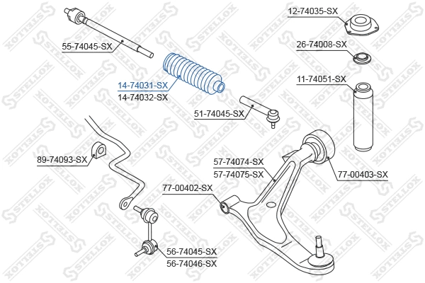 Joint-soufflet, direction STELLOX 14-74031-SX
