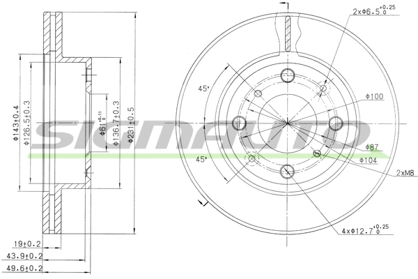 Disque de frein SIGMAUTO DBA451V