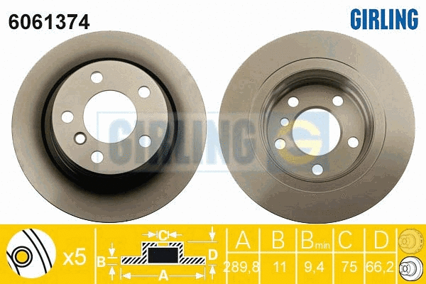 Disque de frein GIRLING 6061374
