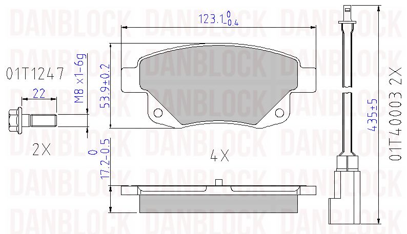 Kit de plaquettes de frein, frein à disque DANBLOCK DB 510620