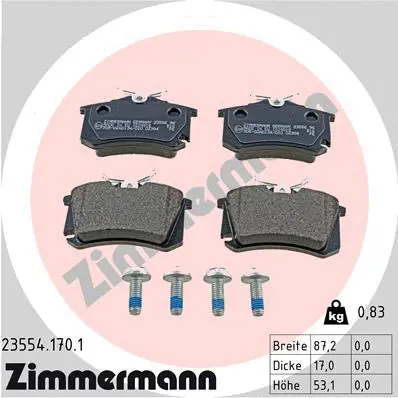 Kit de plaquettes de frein, frein à disque ZIMMERMANN 23554.170.1