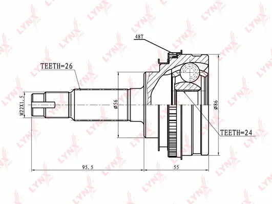 Jeu de joints, arbre de transmission LYNXAUTO CO-7509A