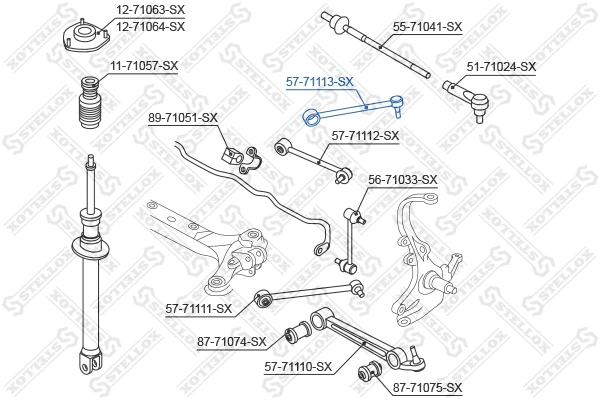 Bras de liaison, suspension de roue STELLOX 57-71113-SX