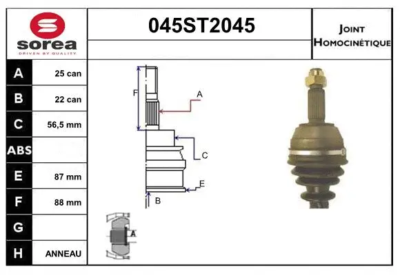 Jeu de joints, arbre de transmission STARTCAR 045ST2045