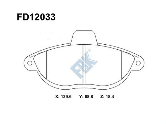 Kit de plaquettes de frein, frein à disque FBK FD12033