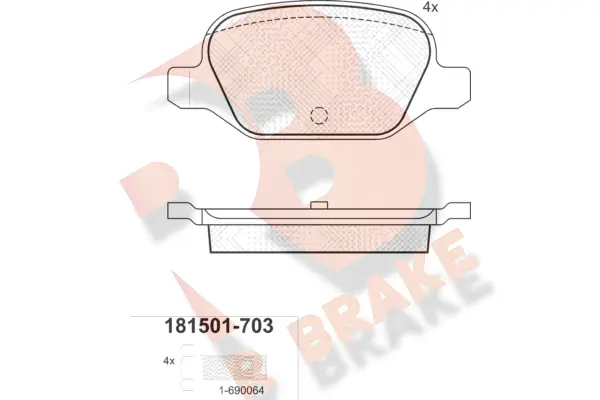 Kit de plaquettes de frein, frein à disque R BRAKE RB1501-703