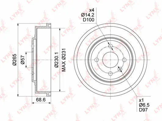 Tambour de frein LYNXAUTO BM-1139