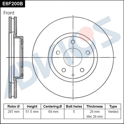 Disque de frein ADVICS E6F200B