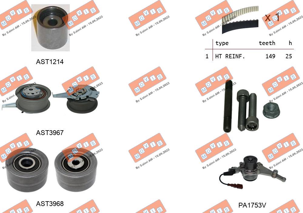Pompe à eau + kit de courroie crantée MOVIS ASTK1298PA2