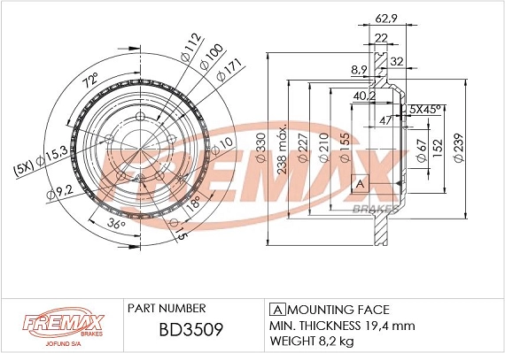 Disque de frein FREMAX BD-3509