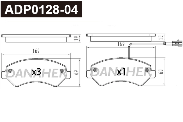 Kit de plaquettes de frein, frein à disque DANAHER ADP0128-04