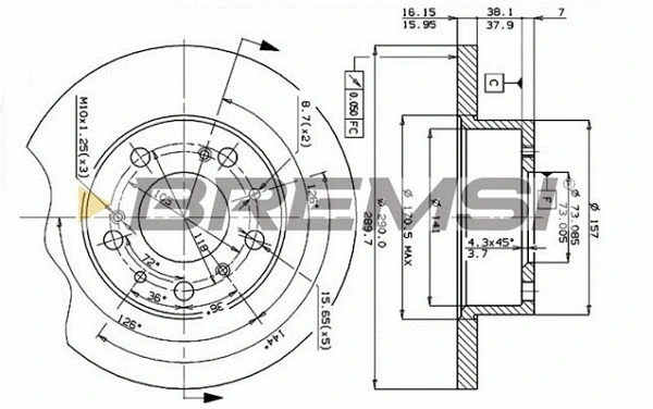 Disque de frein BREMSI CD6069S