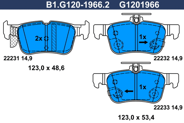 Kit de plaquettes de frein, frein à disque GALFER B1.G120-1966.2