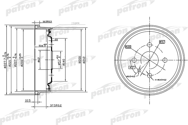 Tambour de frein PATRON PDR1118