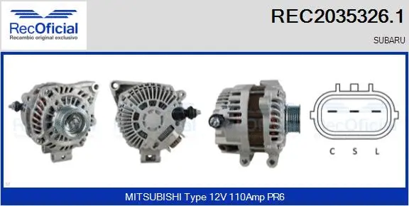 Alternateur RECOFICIAL REC2035326.1