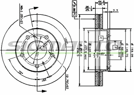 Disque de frein SIGMAUTO DBA722V
