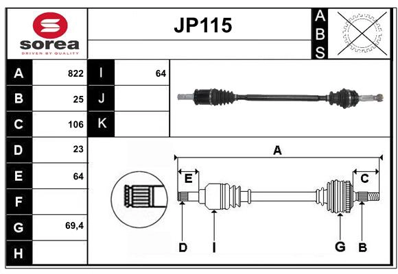 Arbre de transmission SERA JP115