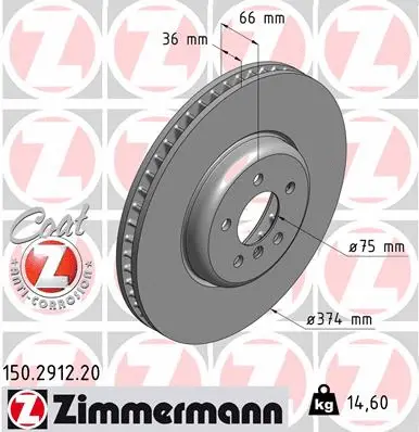 Disque de frein ZIMMERMANN 150.2912.20