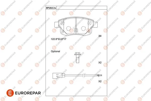 Kit de plaquettes de frein, frein à disque EUROREPAR 1681222580