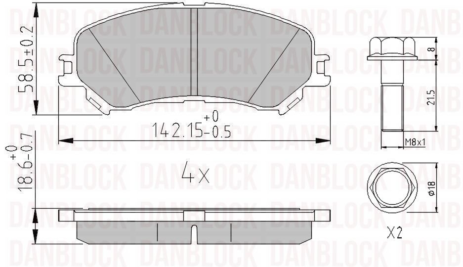 Kit de plaquettes de frein, frein à disque DANBLOCK DB 511318