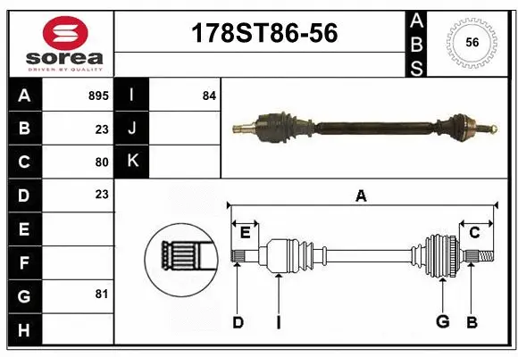 Arbre de transmission STARTCAR 178ST86-56