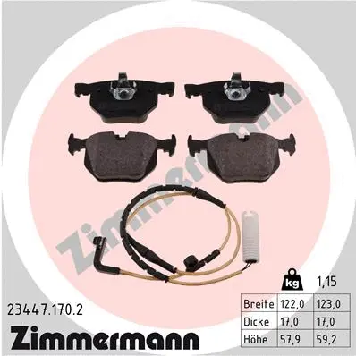 Kit de plaquettes de frein, frein à disque ZIMMERMANN 23447.170.2
