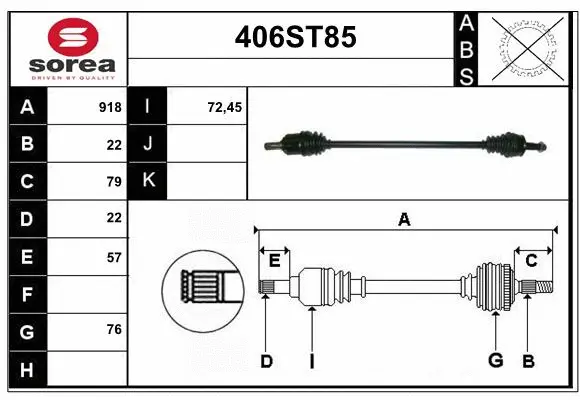 Arbre de transmission STARTCAR 406ST85