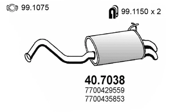 Silencieux arrière ASSO 40.7038